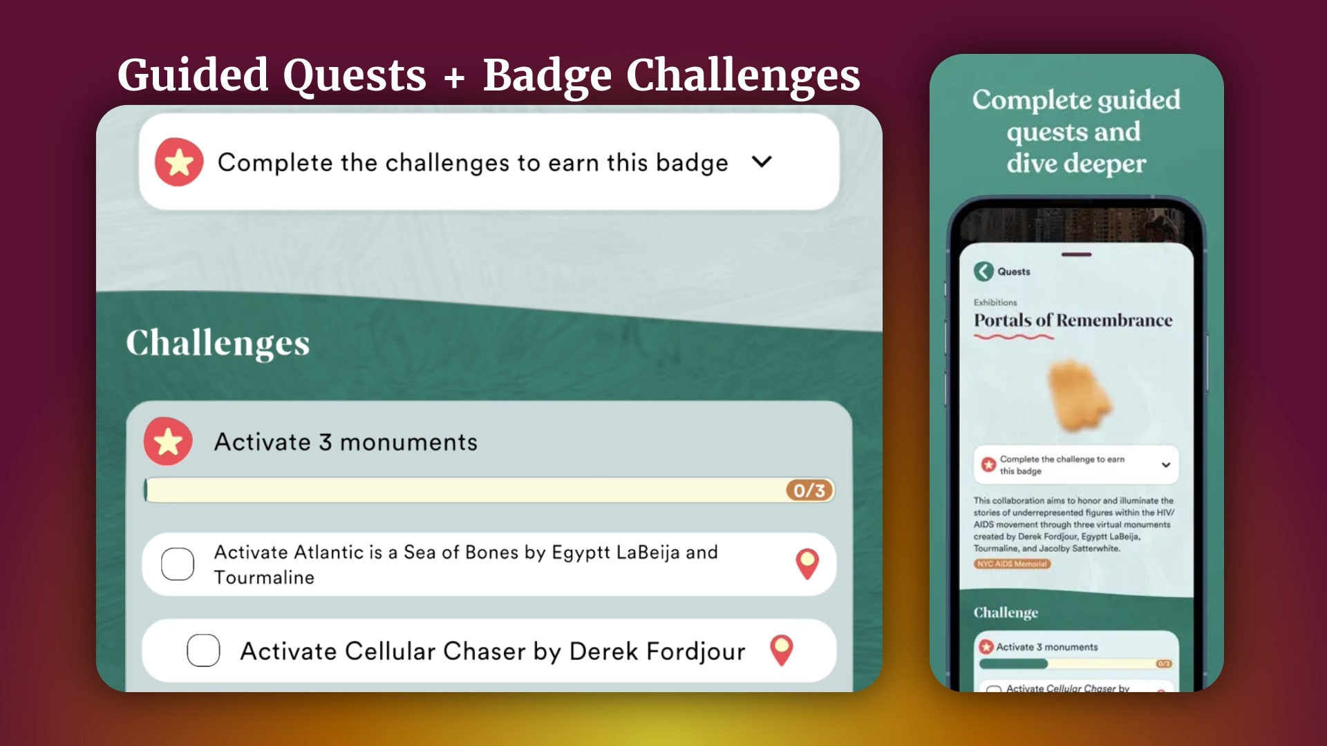 Kinfolk badge challenges and achievements for deeper AR engagement
